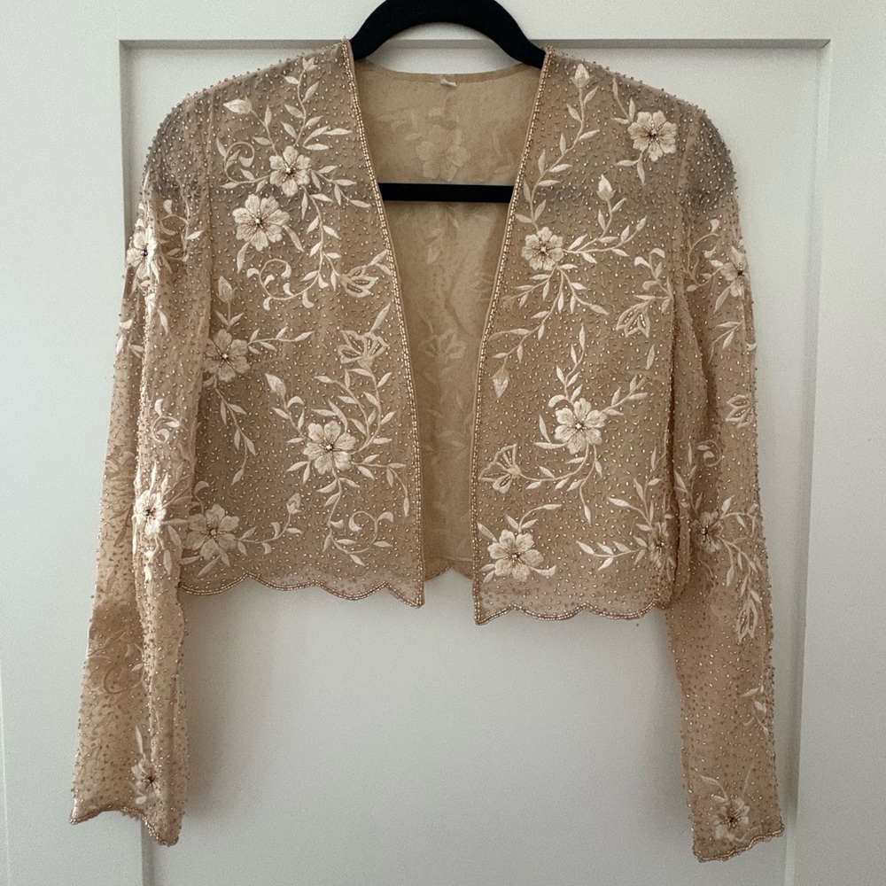 Vintage Beaded Embroidered Bolero - Cream
